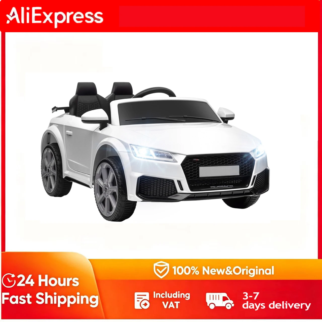 Voiture électrique pour enfants, 3 km/h, télécommande, LED, USB, blanc, voiture jouet électrique, voiture jouet pour enfants, poussette électrique, poussette jouet
