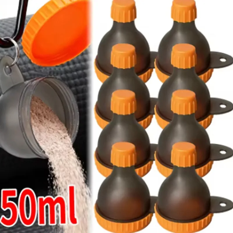 50ML/15g Portable Mini Protein Powder Bottle with Keychain Health Funnel Medicine Box Container Small Cup Outdoor Sport Storage