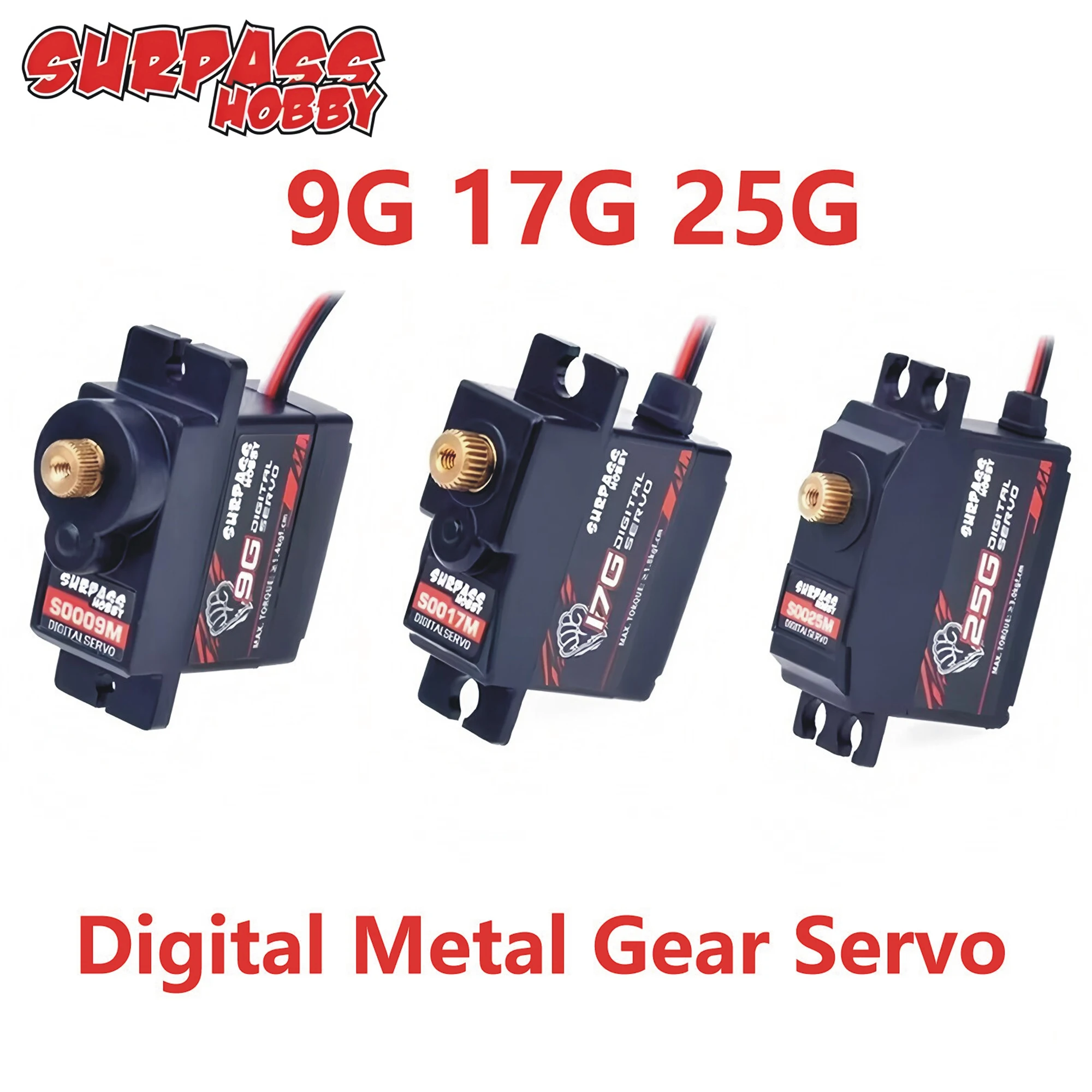 1/2/4PCS SURPASS Hobby Digital Servo 9G 17G 25G Metal Gear Servo for 1/8 1/10 RC Car Boat Duct Plane Airplane Robot