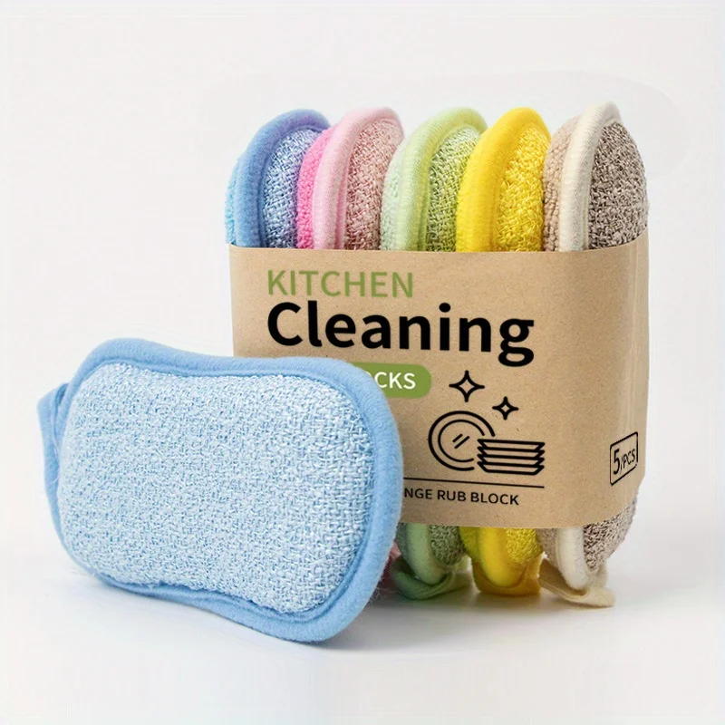 Colorful Kitchen Cleaning Sponges, Double-Sided Scrub Sponges with Sponge Wipes for Dishes, Pots, Sinks & Household Cleaning