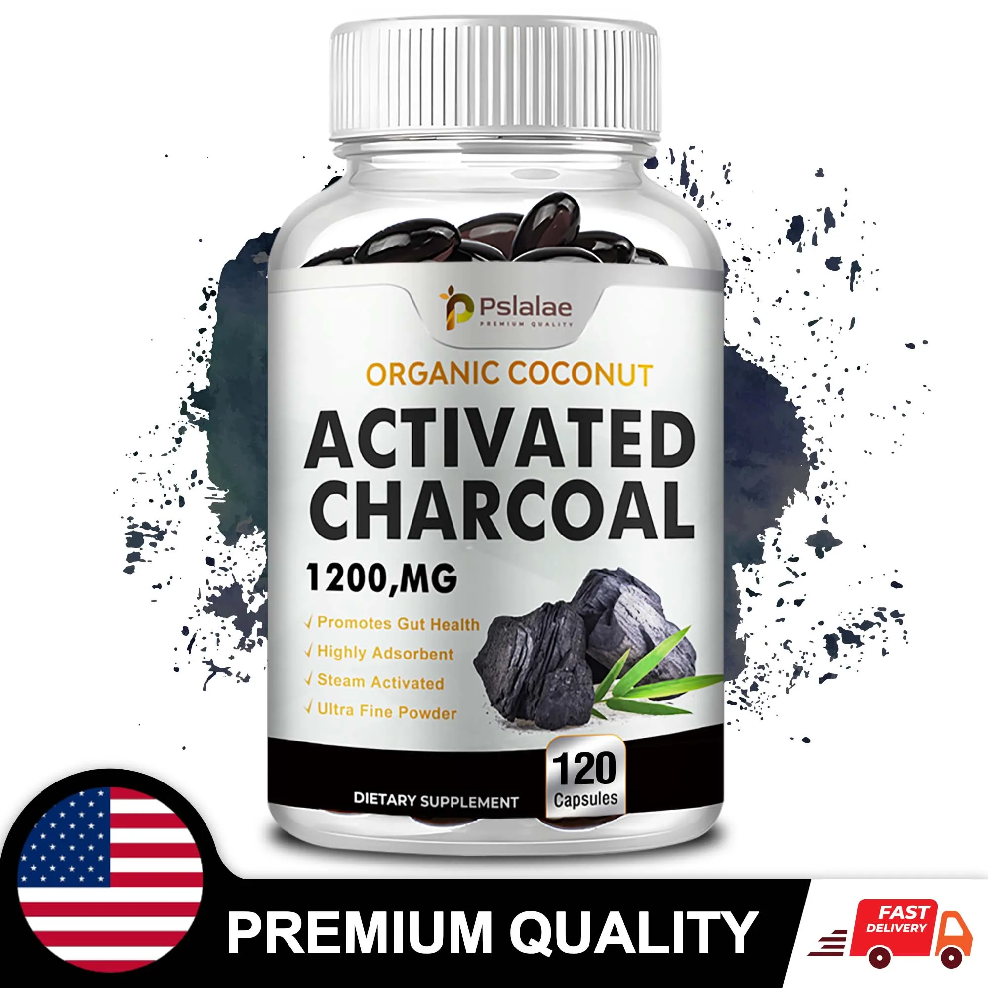 Activated Charcoal Capsules - Gut Health, Digestive Health, Bloating & Gas Relief, Detox, Colon Cleansing