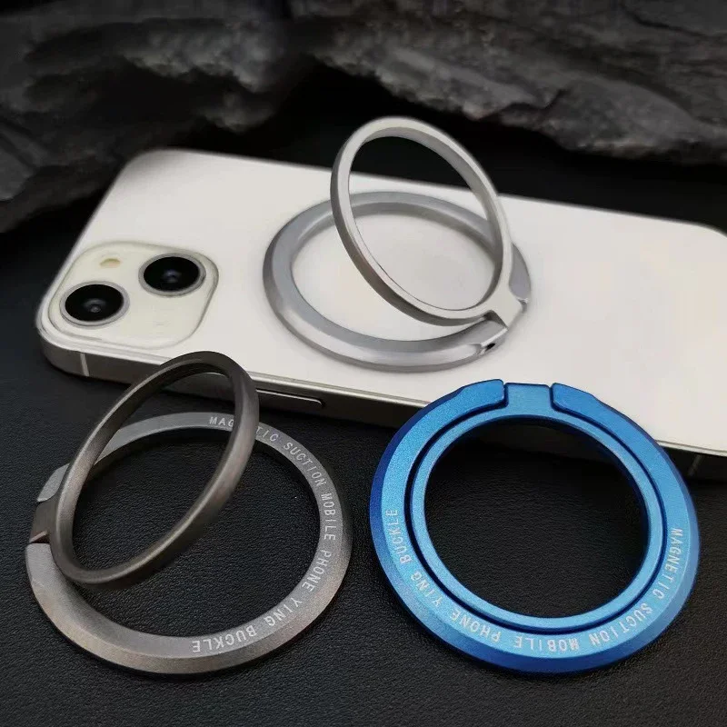 Magnetic Cell Phone Ring Holder Mobile Phone Bracket Removable Cell Phone Grip Kickstand for iPhone MagSafe Samsung Xiaomi