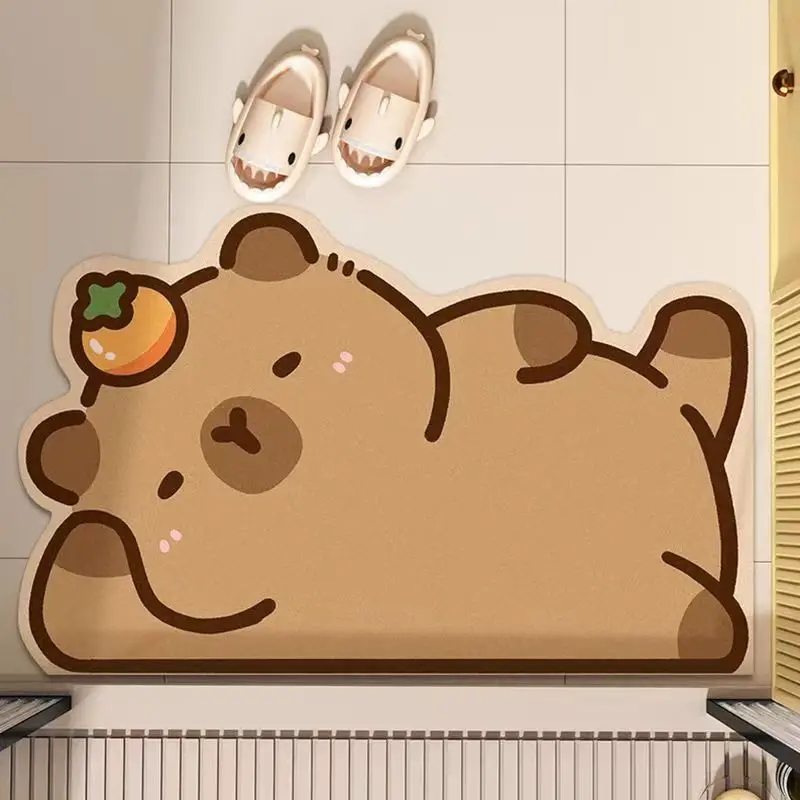 Bathroom absorbent non-slip foot pad cute cartoon household diatom mud floor mat quick drying entry toilet toilet anti-drop