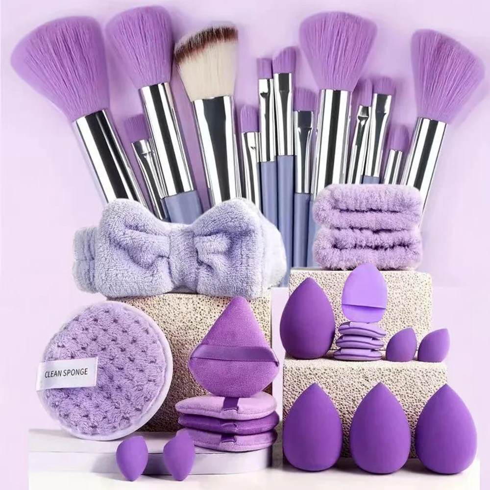 33pcs beauty set makeup kit large and small beauty sponges for flawless makeup application and removal of makeup full set