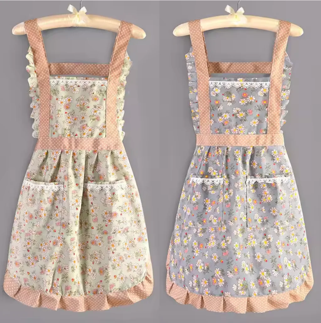 1Pc Kitchen Household Cooking Canvas Apron Women Oil-Proof Waterproof Adult Waist Fashion Coffee Shop Flower Shop Overalls Apron