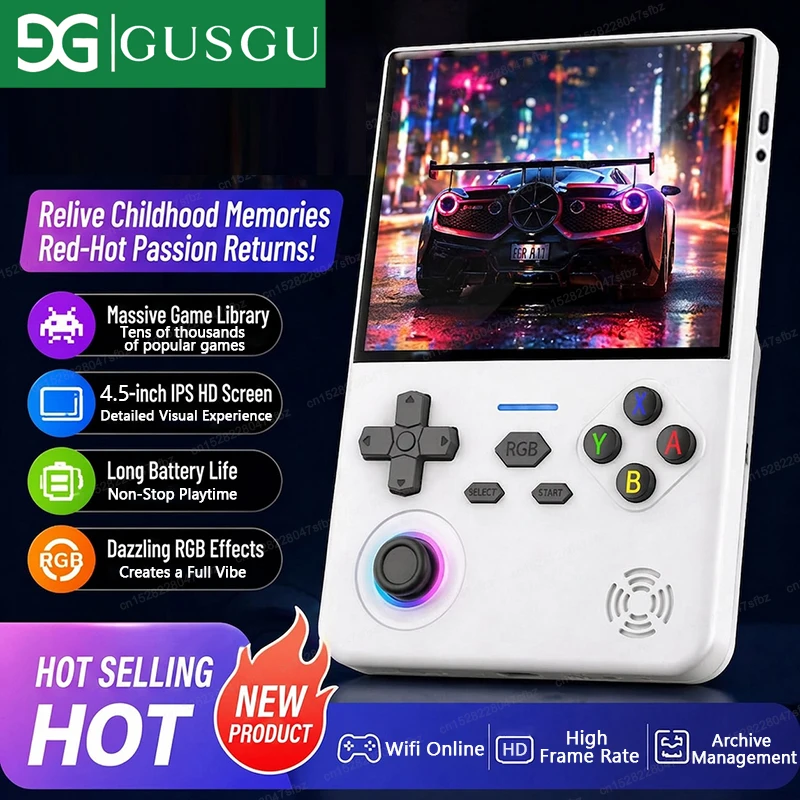H7 128G 64GB Retro Handheld Video Game Console Linux System 4.5 Inch IPS Screen Portable Pocket Video Player Games pk R36S R35s
