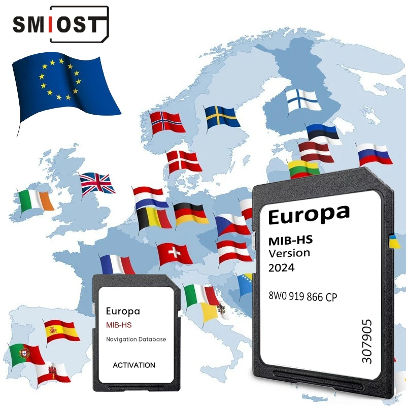 for Audi A345 S345 RS345 Q25 SQ25 RSQ25 Vehicle GPS SD Card 16GB Navigation MHS2 MIB-HS System Software Update Eu UK 2024 map