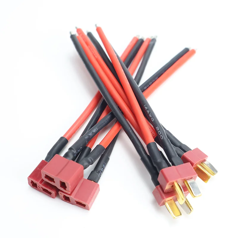 3Pcs / 7Pcs Deans Pigtail Cable T plug Connector Male/Female 10cm 14AWG Soft Silicone Wire for RC hobby Quadcopter Lipo Battery