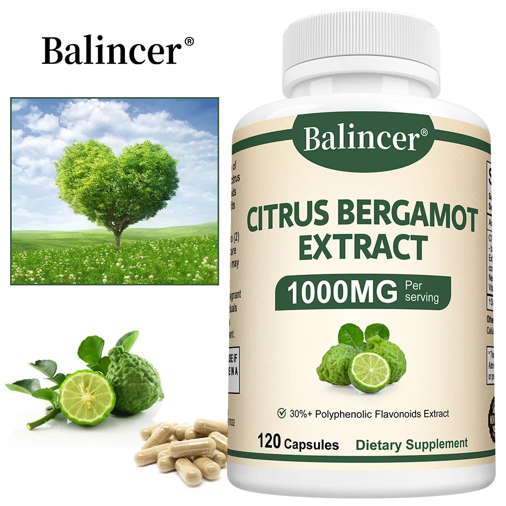 Citrus Bergamot Capsules 1000mg, Heart Health, Cardiovascular, Cholesterol & Blood Sugar & Immune Health Support, Antioxidant
