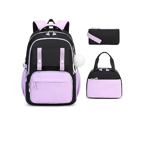 Zaino a quadri da bambina per la scuola, grande capacità, multi-tasche, in poliestere, grazioso zaino rosa da viaggio per la scuola con scomparto per laptop, resistente all'acqua per la scuola