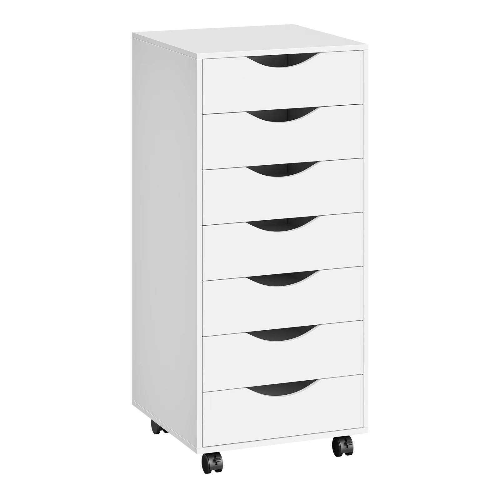WOLTU Rollbarer Aktenschrank mit 5/6/7 Schubladen und Rollen, weiße Schreibtischkommode, Büroschrank, Aktenorganisator für Büro, Schlafzimmer, Arbeitszimmer
