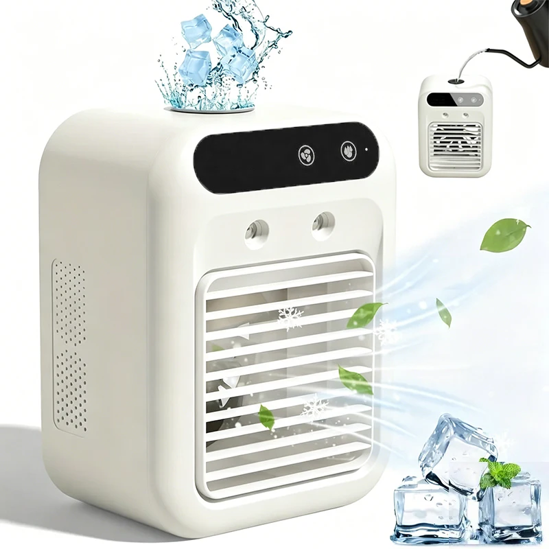 Mini ventilateur de climatisation, ventilateur de refroidissement à humidification par pulvérisation, rechargeable par USB, adapté à la maison, au bureau et à l