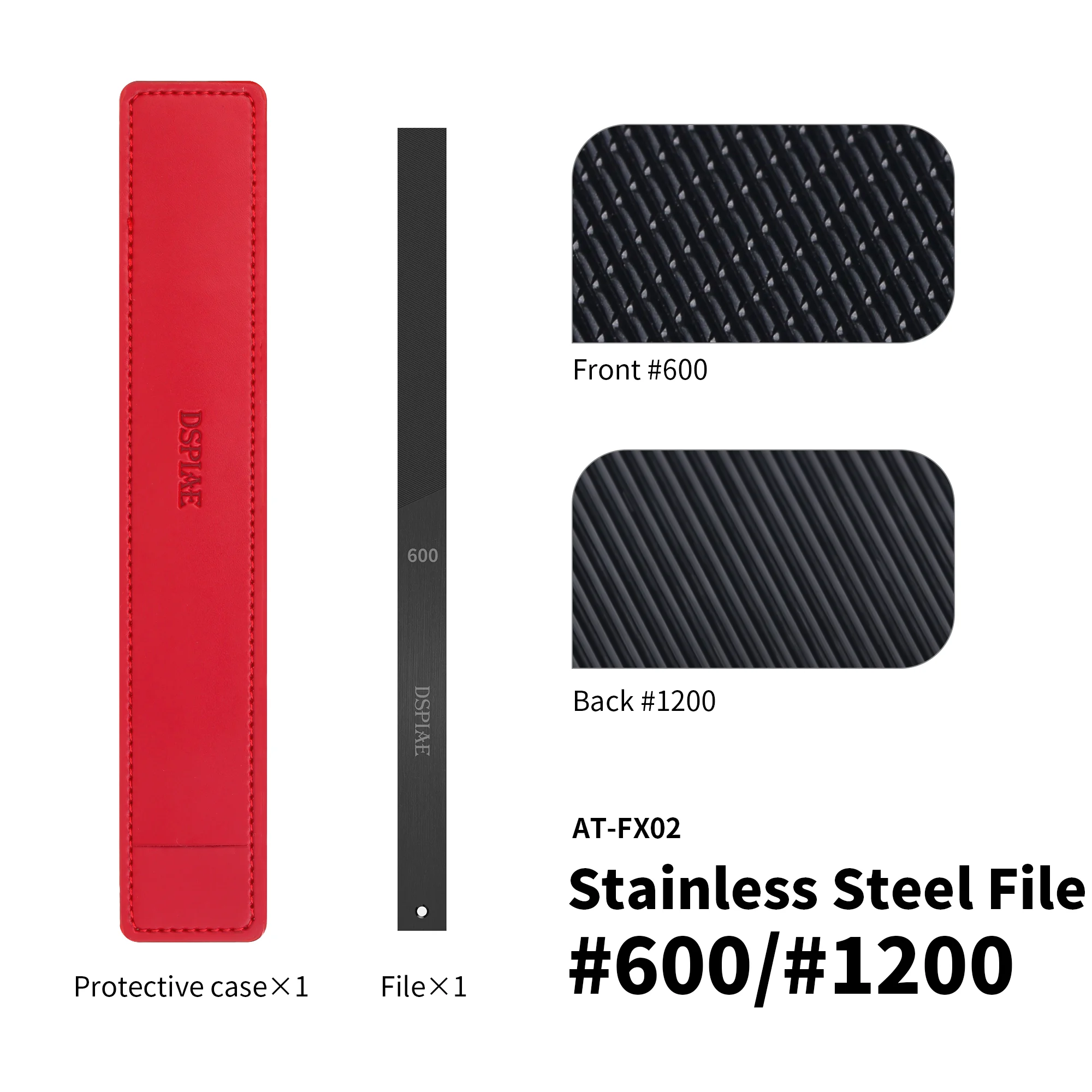 DSPIAE AT-FX Professional File DLC-Coated Stainless Steel Double-Sided Grit Mesh Sanding Tool for ABS PS Resin Model Hobby