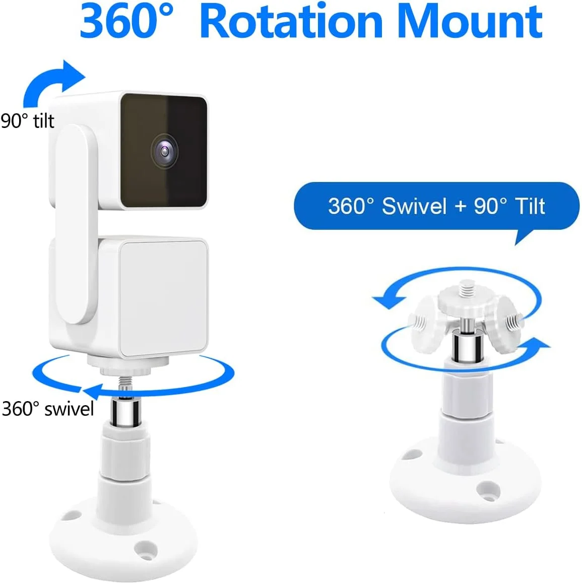 Support mural pour Wyze Cam Pan V3 et Wyze Cam V4 et V3, 1 support réglable pivotant à 360 degrés pour système de caméra Wyze