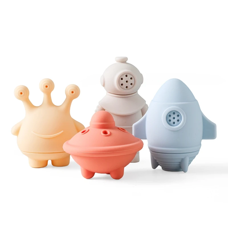 Baby Bad Spielzeug Tier Silikon Cartoon Astronauten Spielen Mit Wasser Spielzeug Kein BPA Schwimmen Badezimmer Baby Silikon Sprinkler Badewanne Spielzeug
