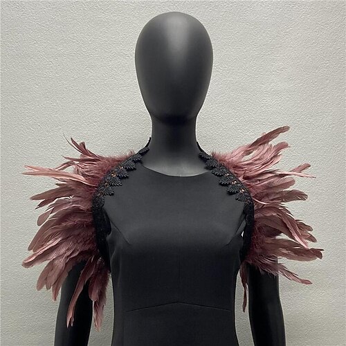 Accessoires de samba pour le carnaval de Rio 2026: boléro à plumes rouges et noires pour femme, épaulettes en dentelle, costume de scène brésilien