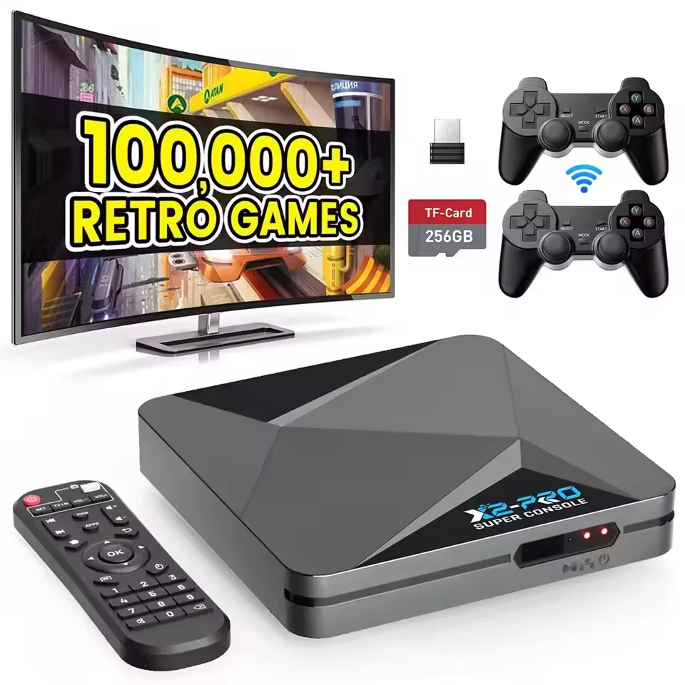 Super Console X2 Pro Game Box US/UK/EU Retro Video Game Console TV Box 100000 Video Games for SS/MAME/FC/NAOMI/Sega with Gamepad