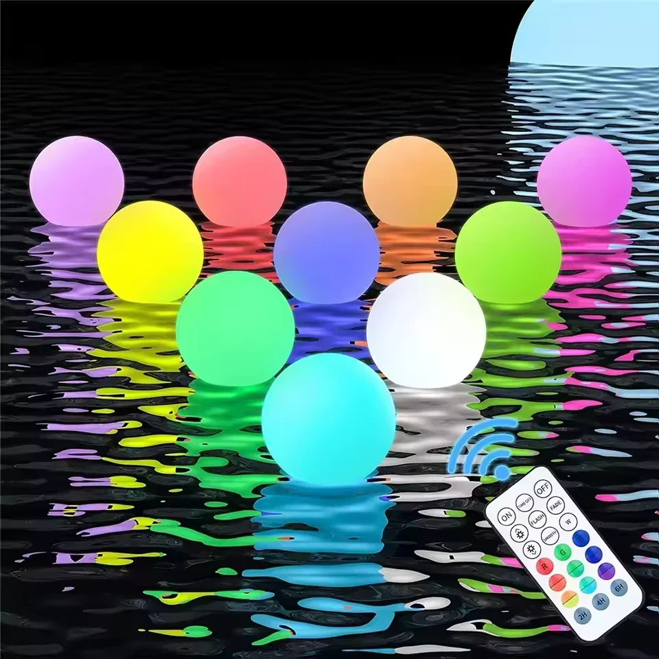 1-5 Stück schwimmende Poolleuchten mit 16 Farben, LED-leuchtender aufblasbarer Strandballon, 90 cm, wasserdicht, für den Außenbereich, Schwimmbad-Kugelleuchte