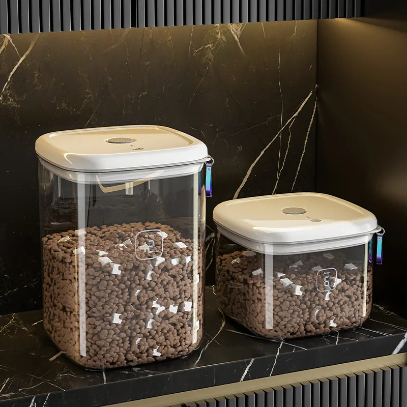 Seau de stockage de céréales sous vide, boîte à nourriture pour chat, seau à nourriture pour chien, grande capacité, réservoir hermétique, anti-humidité et anti-poussière, boîte à nourriture pour