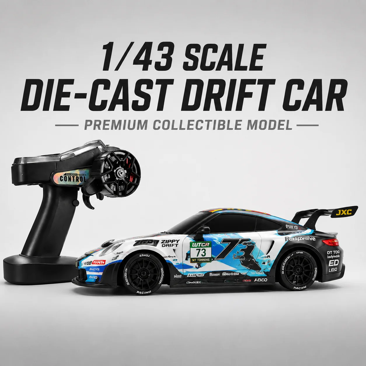 JXC GT3RS 1/43 Scale RC Drift Car 4WD High Speed Gyro Stabilized Remote Control Racing Car Hobby Grade Mini RTR Vehicle