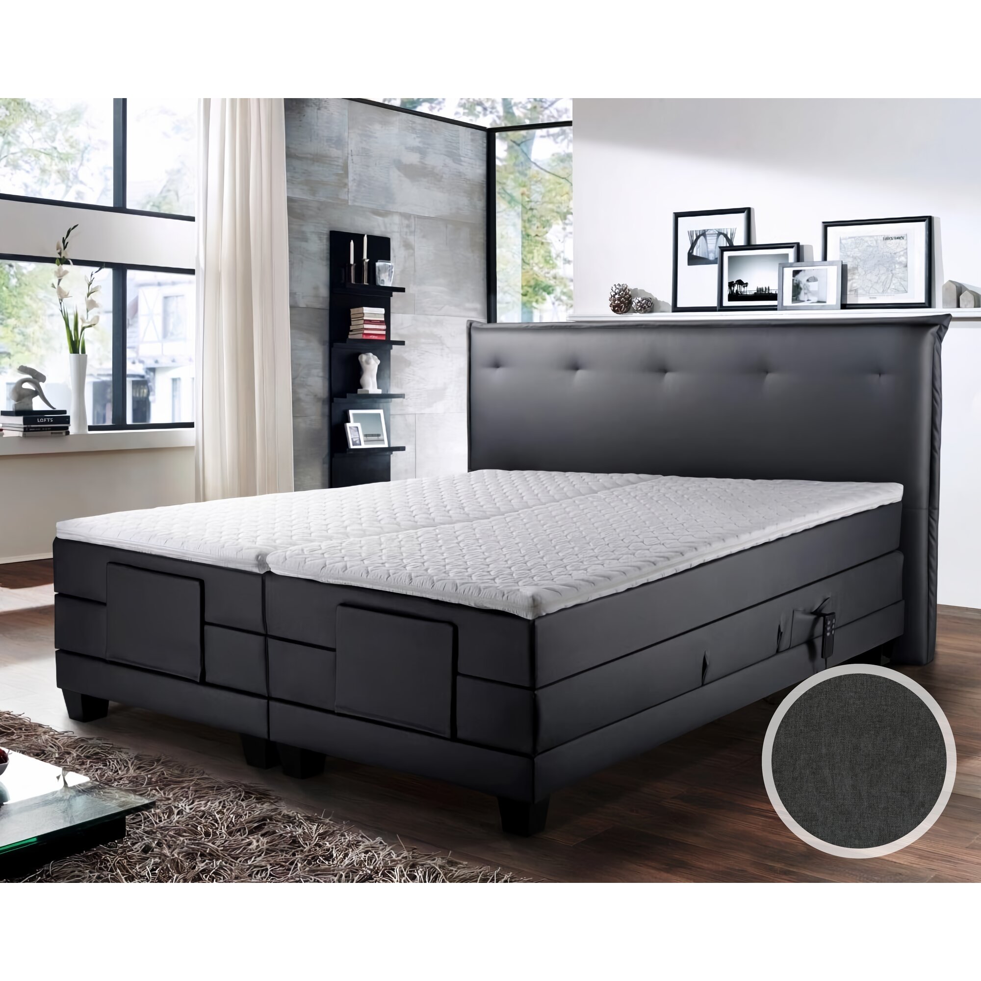 Winkle »Niagara« Boxspringbett Bettkasten / 200x200 cm / ohne Matratzen / Stoff Grau 9147