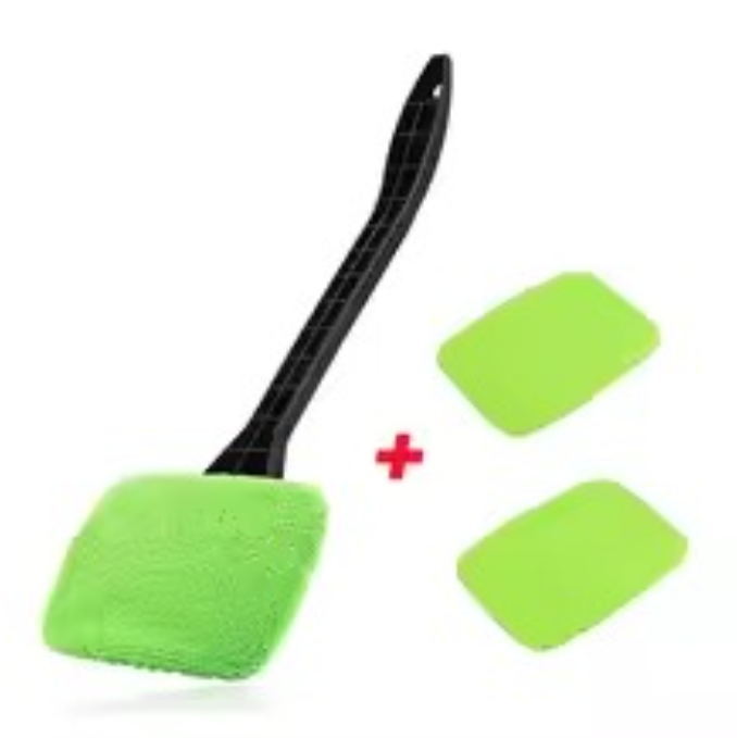 Detachable Car Wash Brush With Long Handle Microfiber Windshield Cleaning Tool green