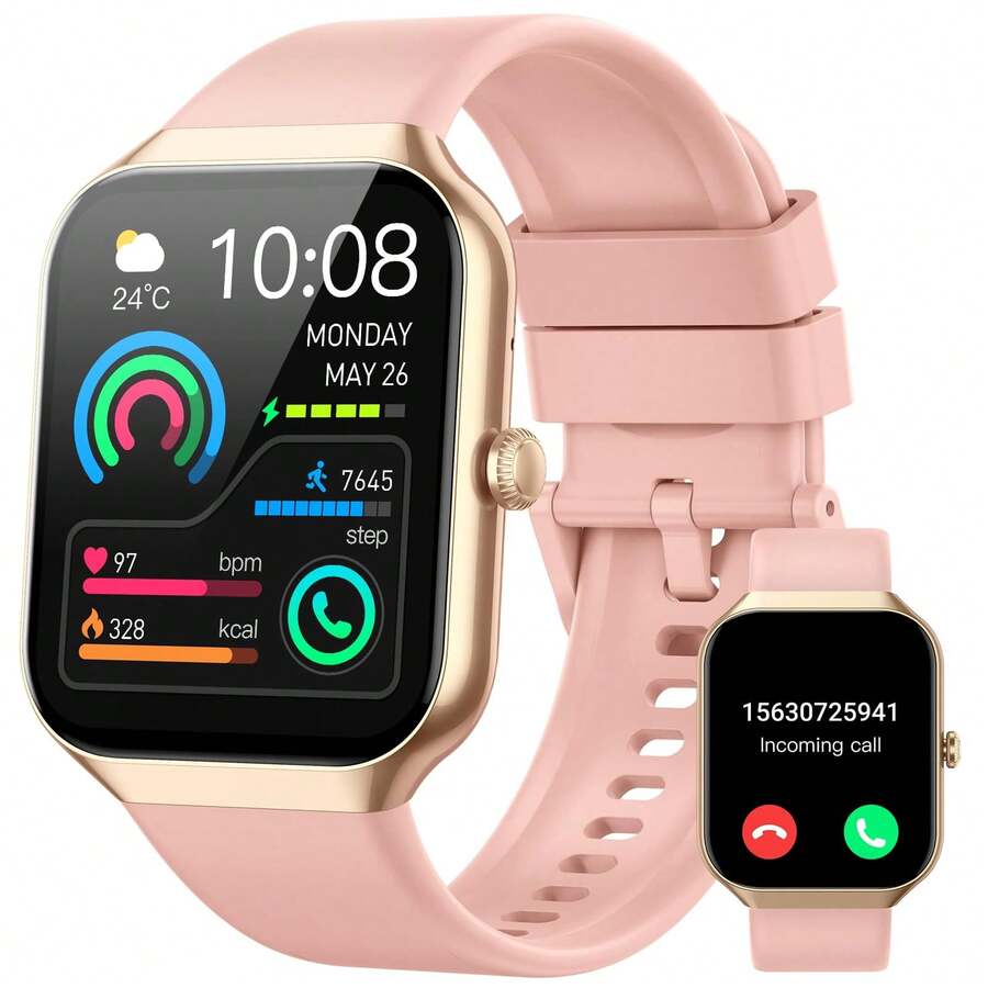 Smart Watch For Men Women With Bluetooth Calling Fitness Tracker And Heart Rate Monitors pink