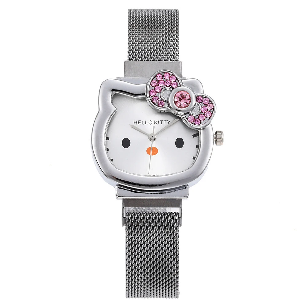Watch For Women With Quartz Movement, Elegant Mesh Strap & Bow Dial silvery