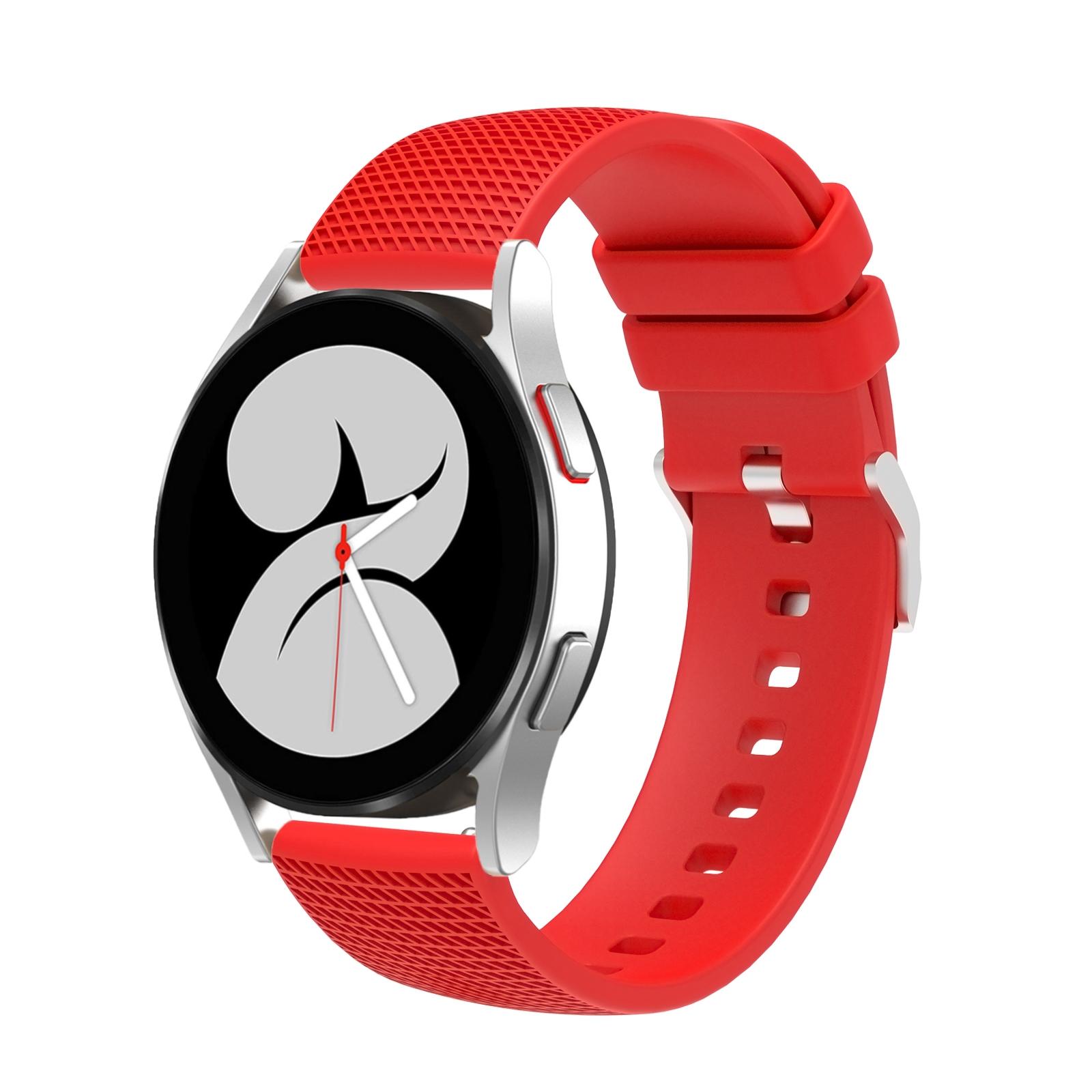 Samsung Galaxy Watch5 40mm 44mm Watch5 Pro Silicone Watch Band With Pockmarked Texture And Silver Buckle red