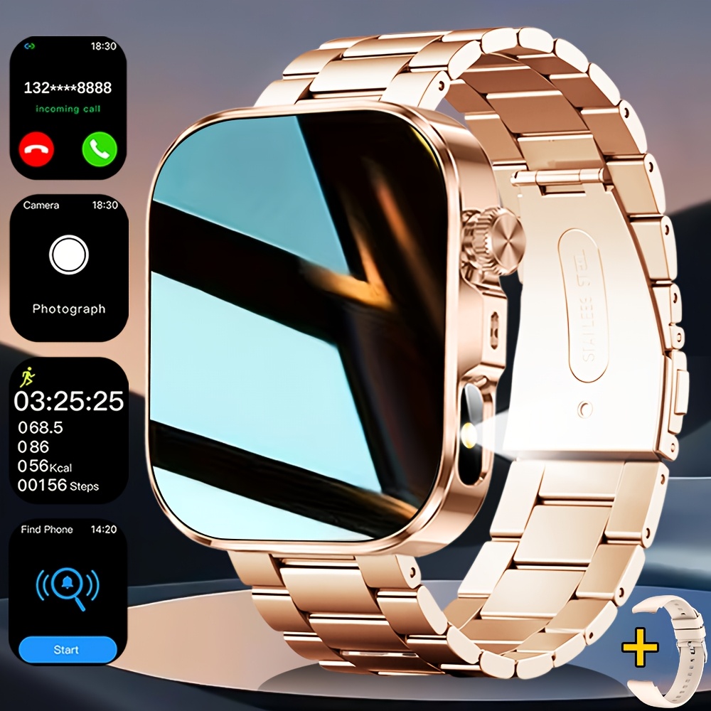 Premium Smart Watch With Fitness Tracker, GPS & Multi Sports Modes For Android And IPhone gold Add Metal
