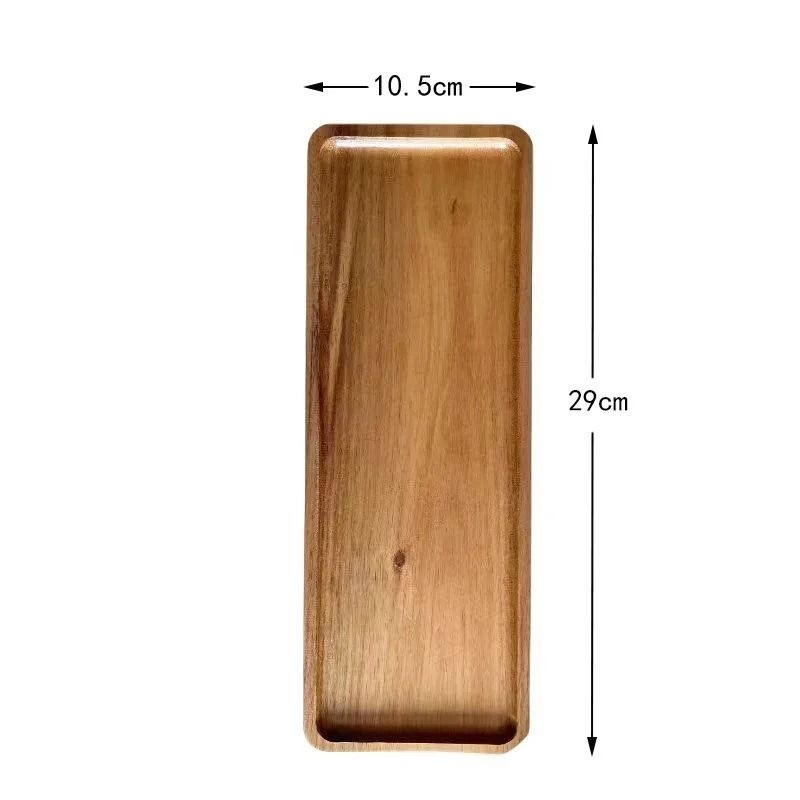 Wabi Sabi Oval Acacia Wood Decorative Serving Platter Natural Wooden Organizer Tray rectangular Tray B