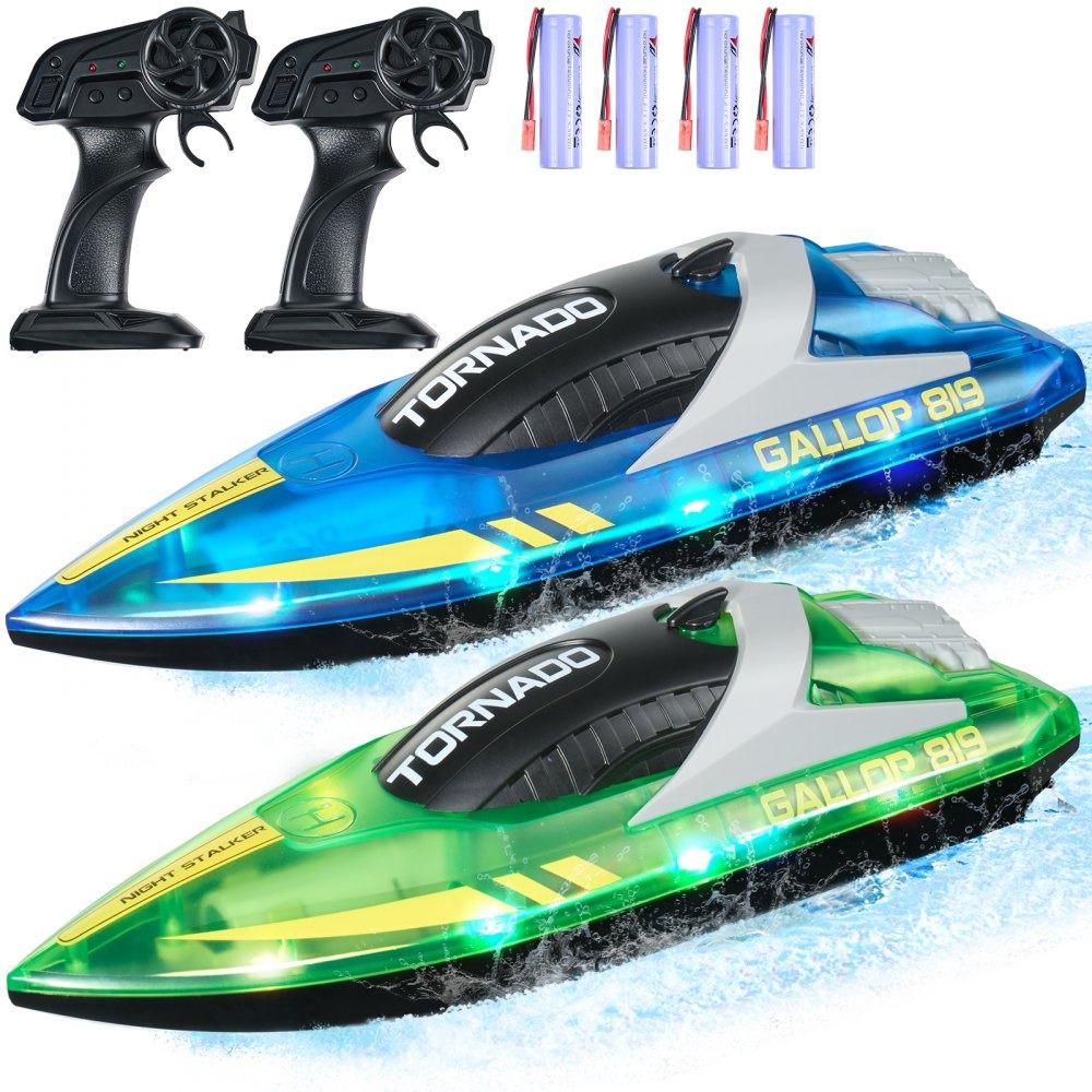 RC Boat 2 Pack 2.4GHz Remote Control Racing Boat With LED Lights RC Boat 2 Pack 2.4GHz Remote Control Racing Boat With LED Lights