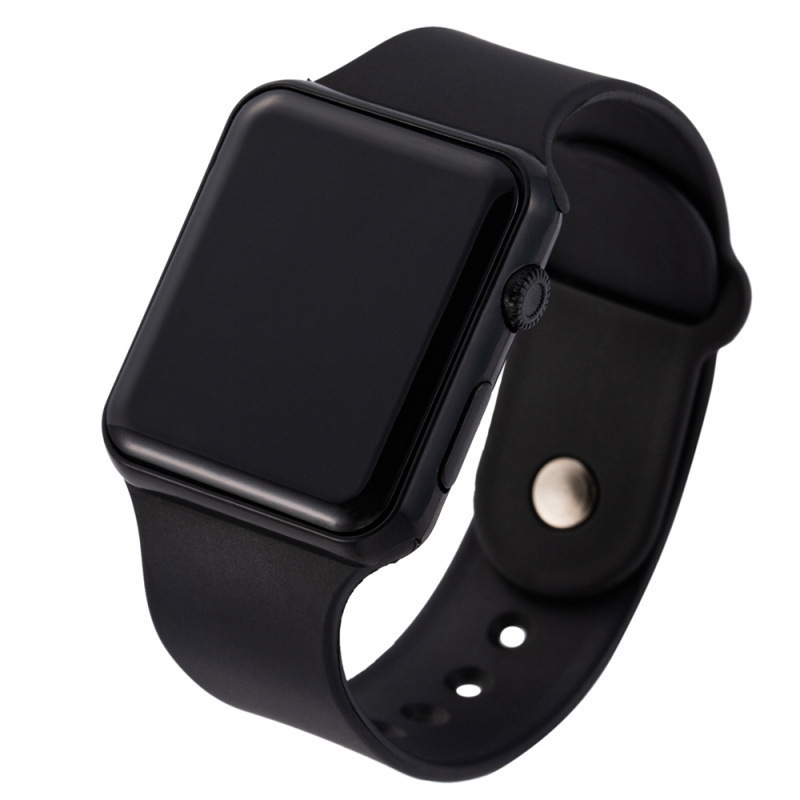 Minimalist LED Digital Watch For Men & Women With Black Silicone Sport Strap black