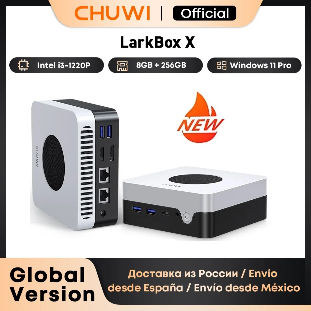CHUWI LarkBox X Mini-PC 8GB RAM 256GB SSD Intel i3-1220P UHD-Grafik für Intel Prozessoren der 12. Generation WiFi 6 Desktop-Computer