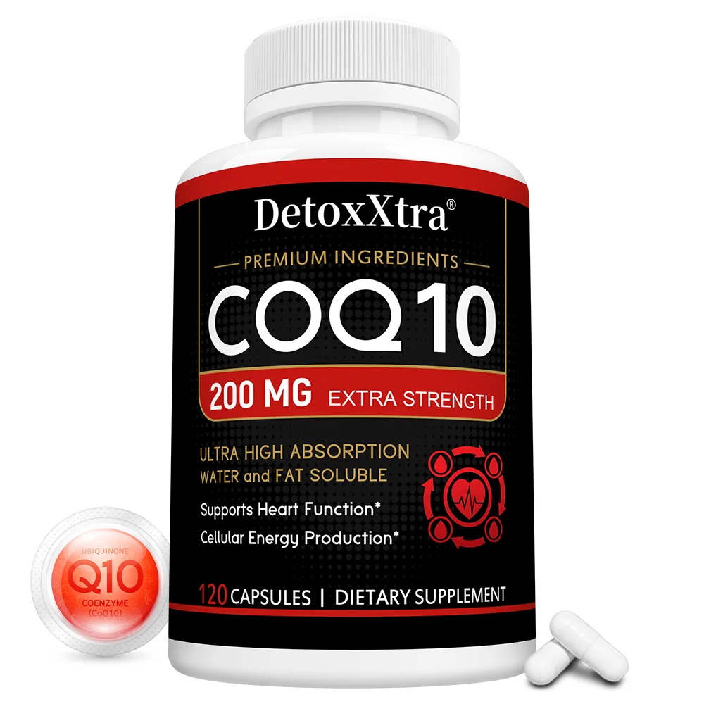 CoQ10 200mg Capsules, Coenzyme Q10 with Vitamin E, Heart Health Anti-Aging Antioxidant, Energy and Cardiovascular Health Support