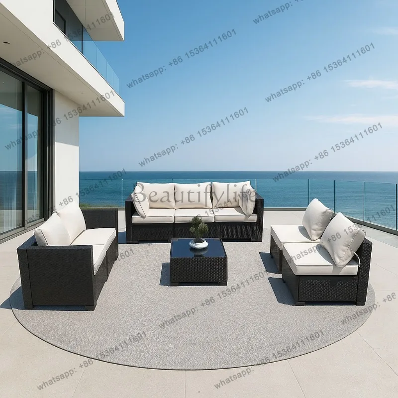 Ensembles de mobilier de jardin LJY : Fauteuils Bohème, Ensembles de mobilier de jardin rétro en plastique, Salons de jardin en tissu pour gazebo, Mobilier de jardin extérieur