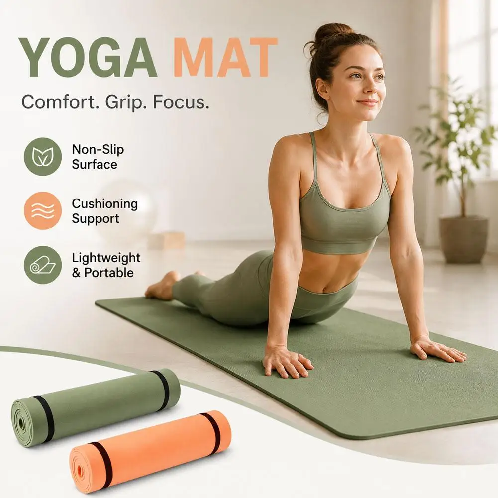 Yoga Mat Pilates Fitness Mat Thicknes Non Slip Yoga Cushion Travel Fitness Exercise Pad for Women Home Gym Floor Workout