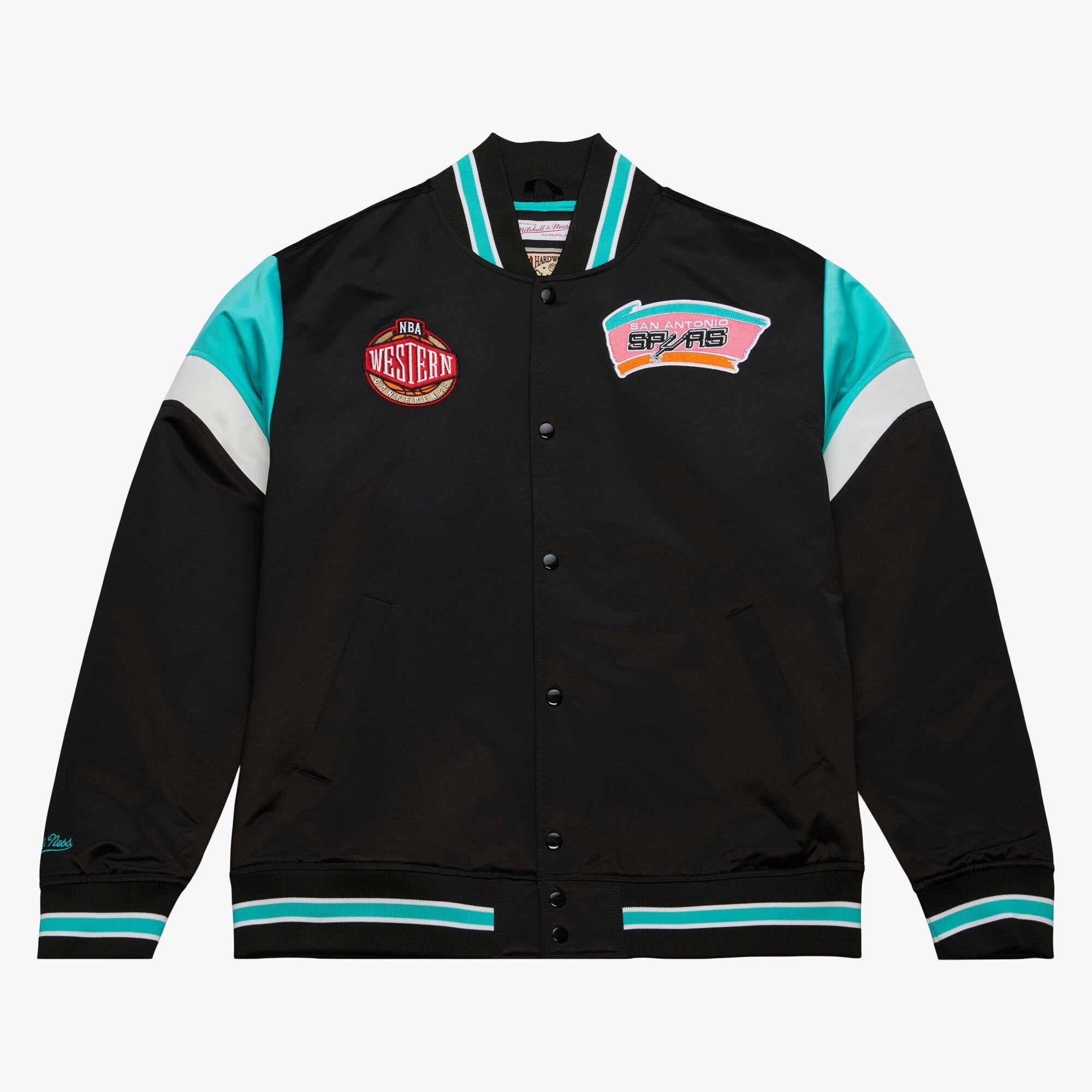 San Antonio Spurs Mitchell & Ness Jacke aus schwerem Satin – Schwarz – Herren