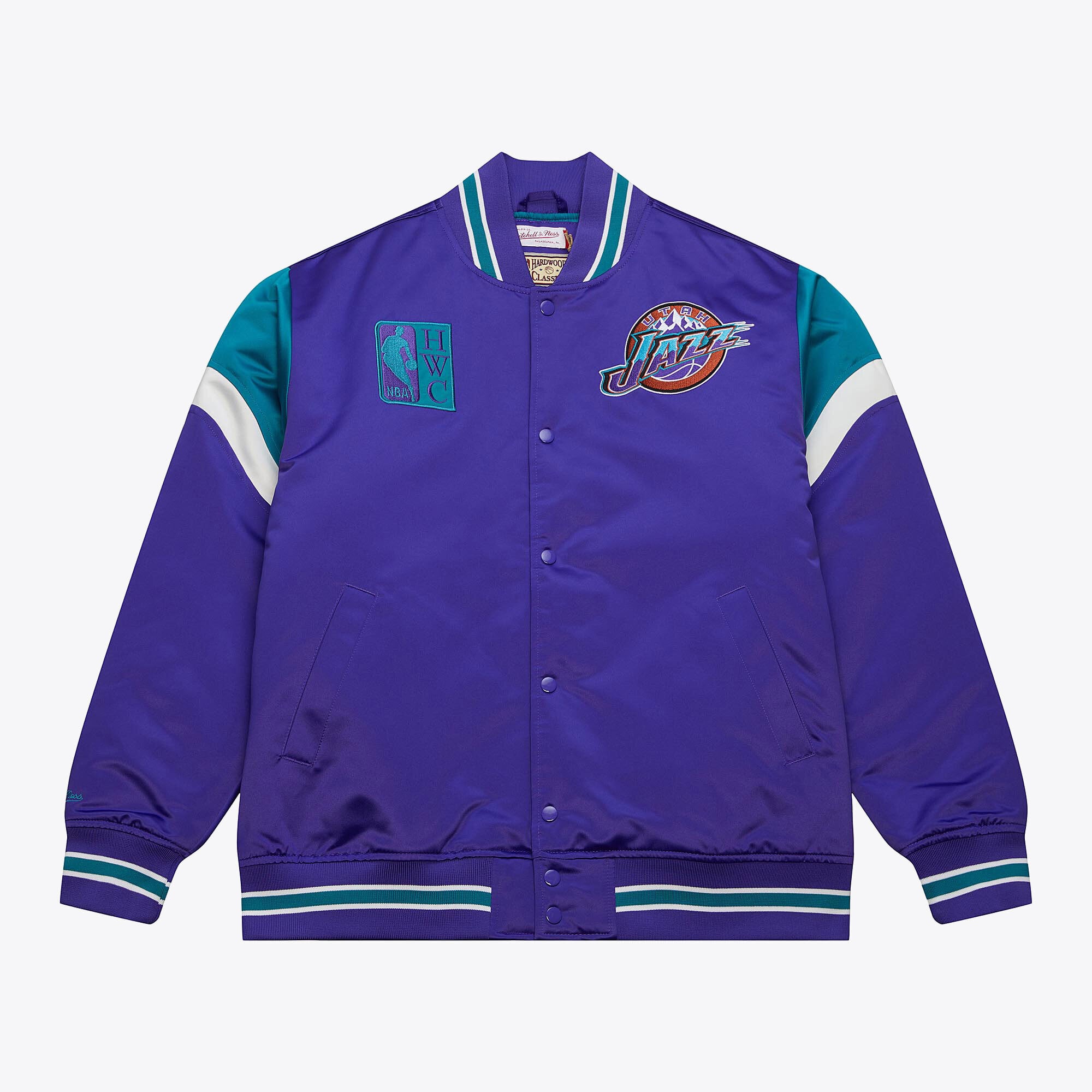 Utah Jazz Mitchell & Ness Jacke aus schwerem Satin – Lila – Herren