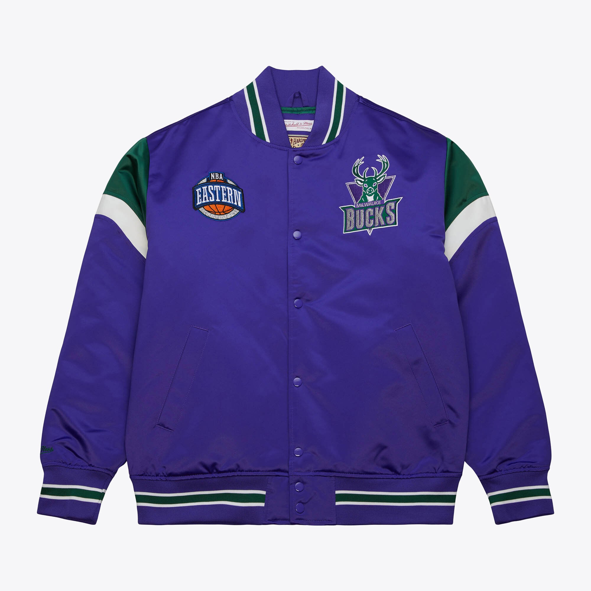 Milwaukee Bucks Mitchell & Ness Jacke aus schwerem Satin – Lila – Herren