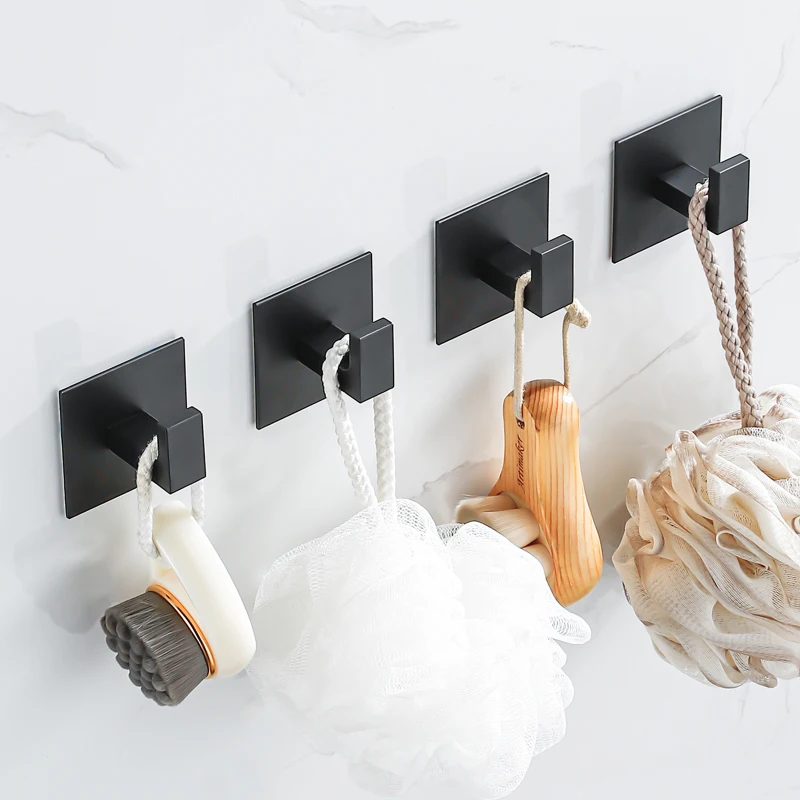 Schwarze, stark klebende Badezimmer-Handtuchhaken, Wandhaken, Kleiderhaken, Garderobenhaken, Dusch- und Bademantelhaken