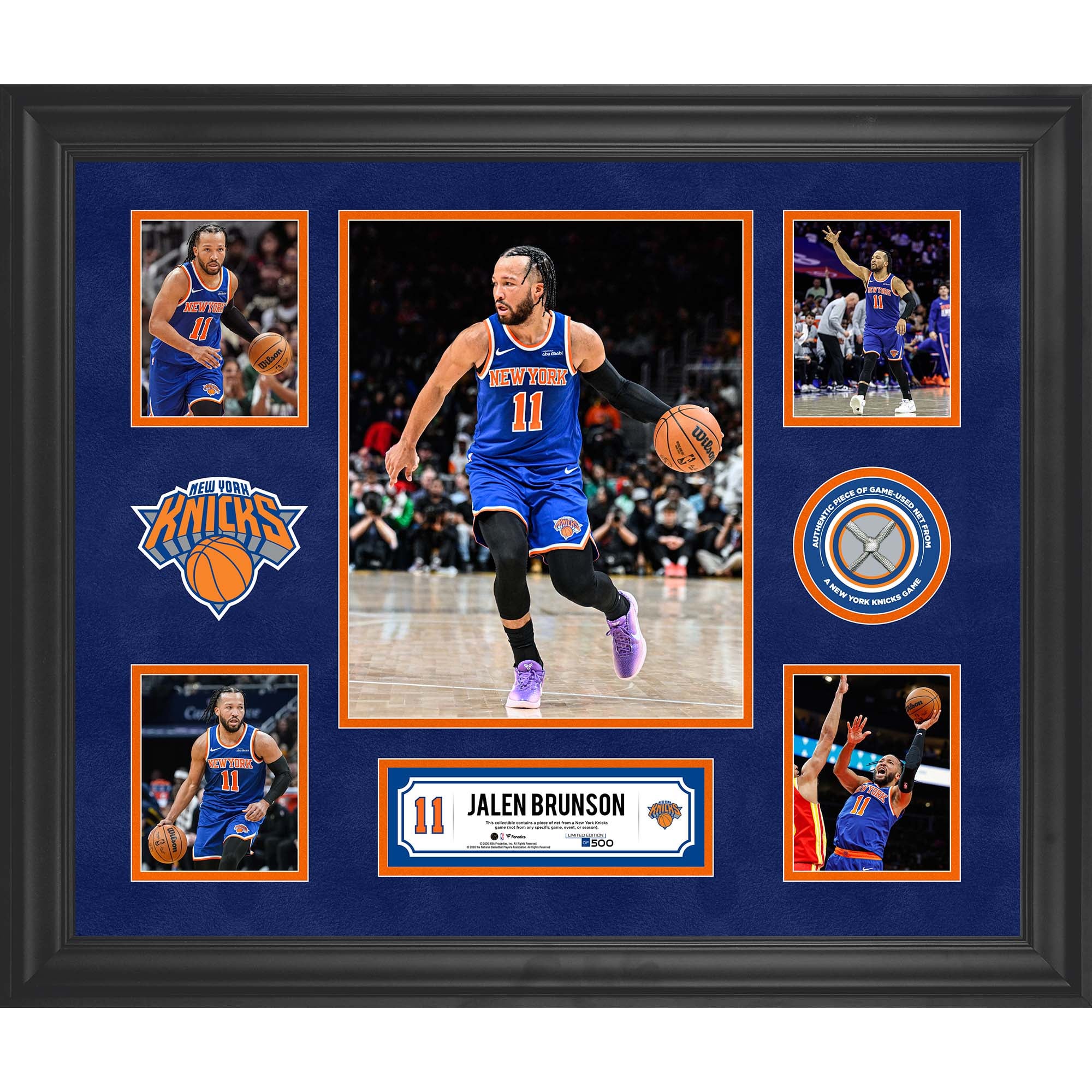 Jalen Brunson New York Knicks Gerahmte 5-Foto-Collage mit einem Stück Spielnetz - Limitierte Auflage von 500 Stück