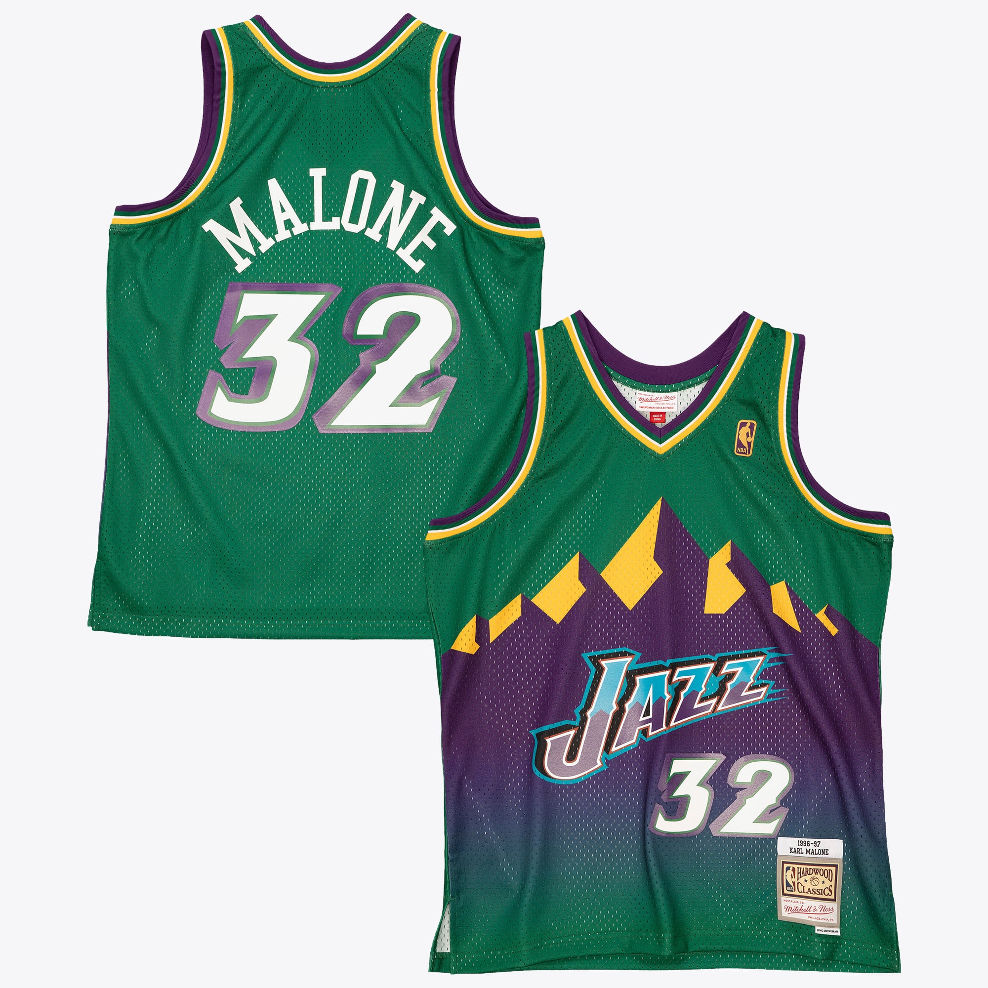 Maillot authentique Swingman Mitchell & Ness Karl Malone 1996 Reload des Utah Jazz - Vert - Homme Taille: L