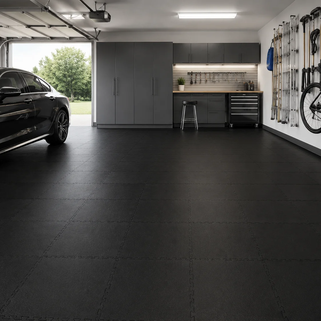 50x50x0,6cm PVC-Verbundfliesen mit Klicksystem, Rutschfeste und Feuerfeste Bodenbeläge für Garagen, Lagerhallen und Industriearbeiten