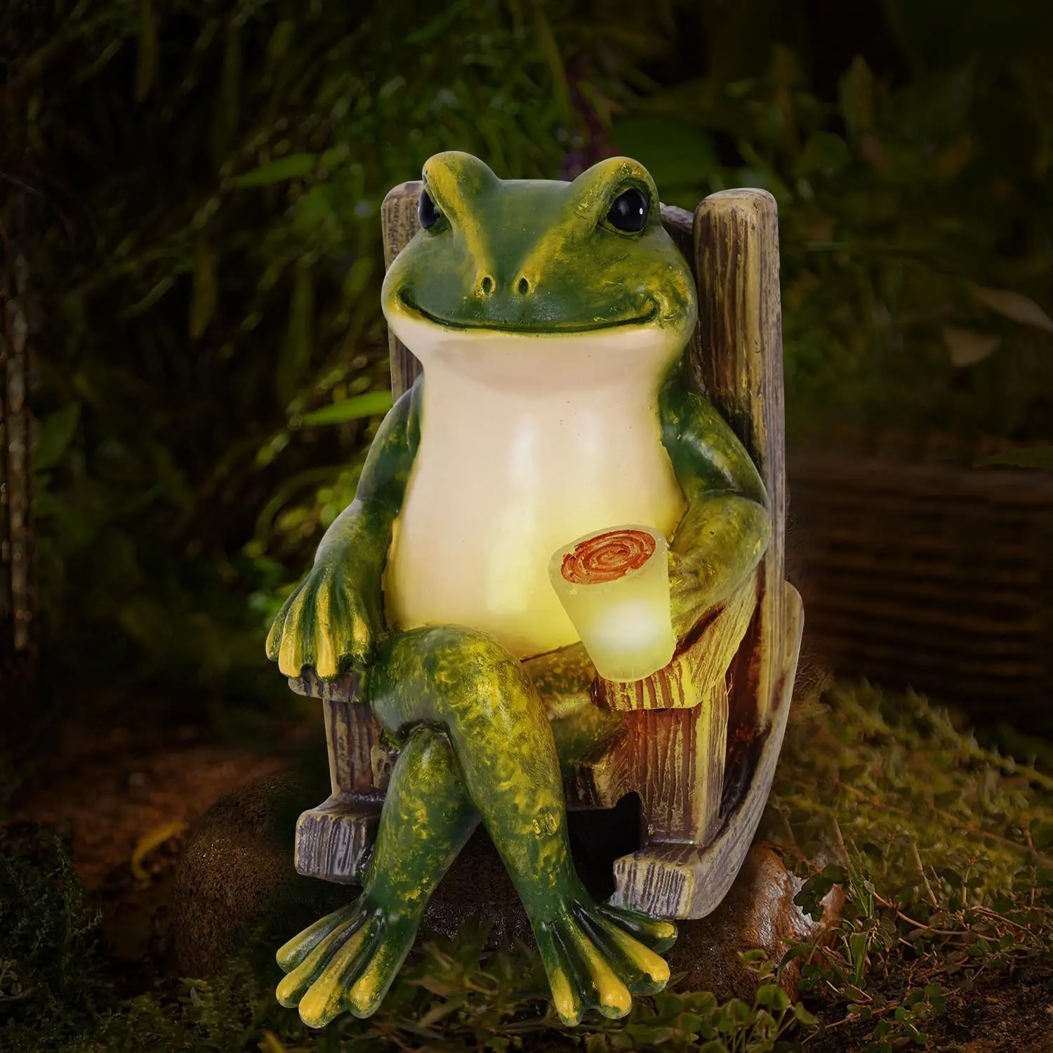 Figurines de grenouilles décoratives solaires pour jardin, statue de grenouille avec lumière solaire, accessoires de jardin féerique, décoration grenouille pour jardin extérieur et intérieur, cadeau