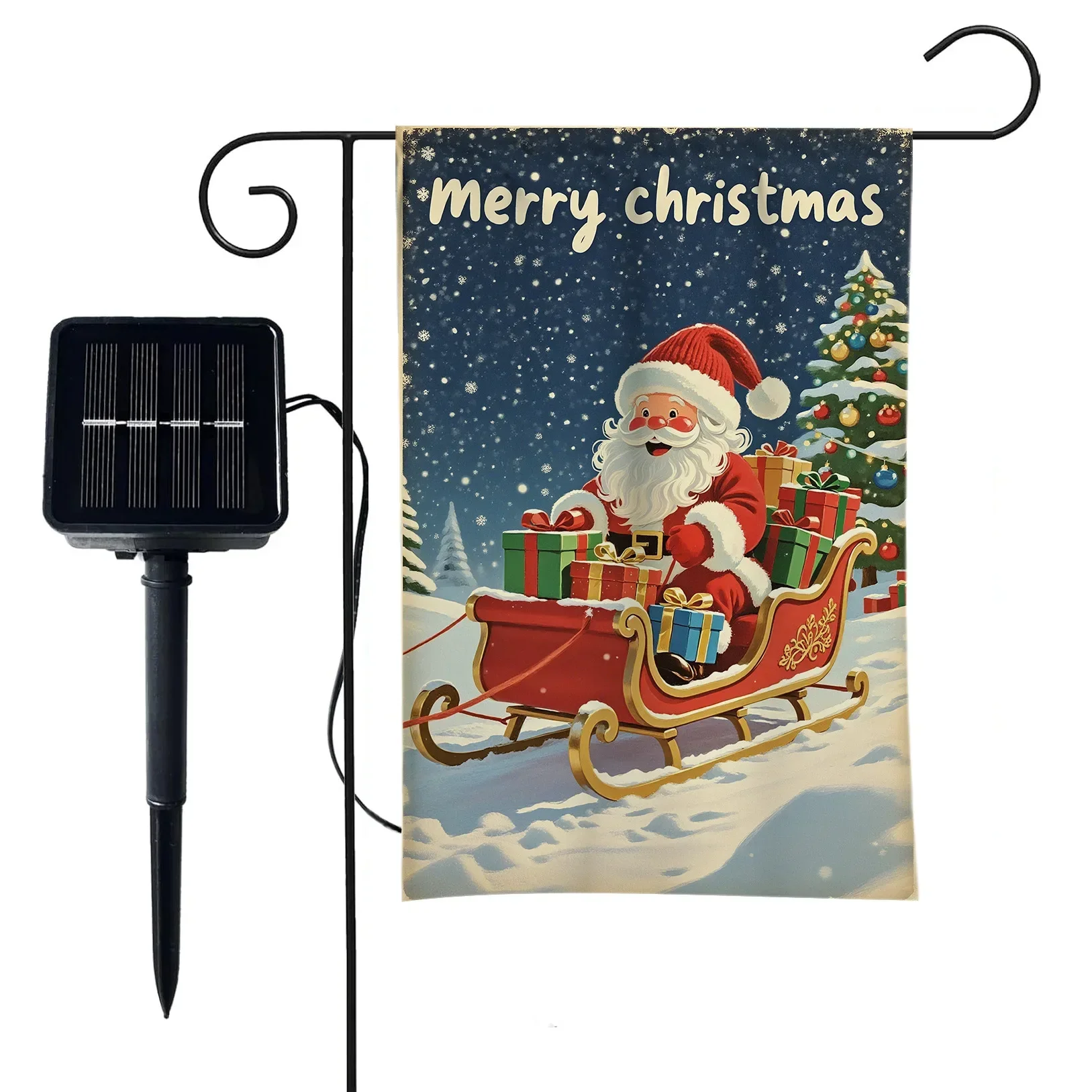 Solar Garden Flag Christmas Garden Flag Decoration LED Luminous Garden Flag
