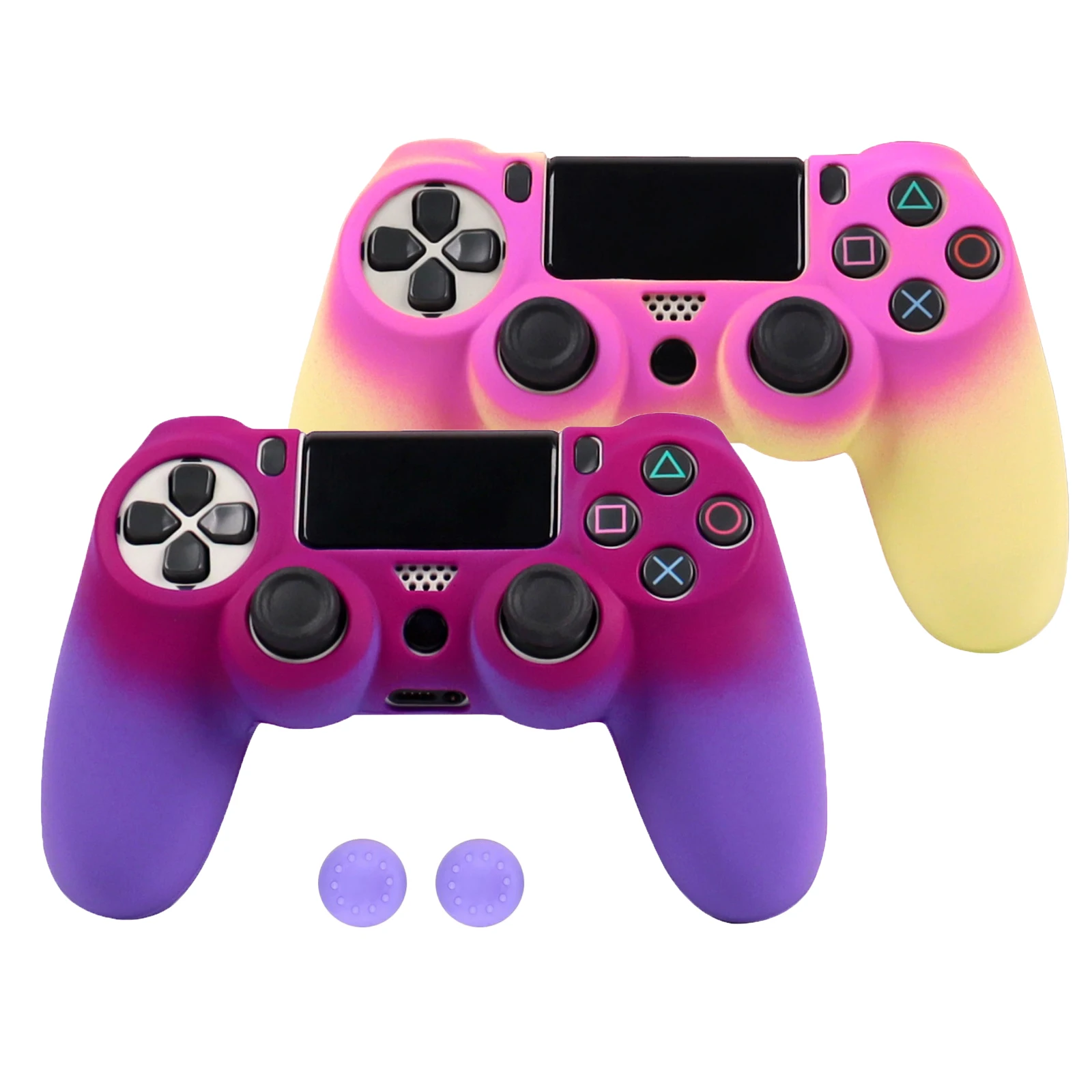 For PS4 Controller Silicone Cover Gradient with Trigger Caps Protective Joystick Case for PlayStation 4 Gamepad Accessories