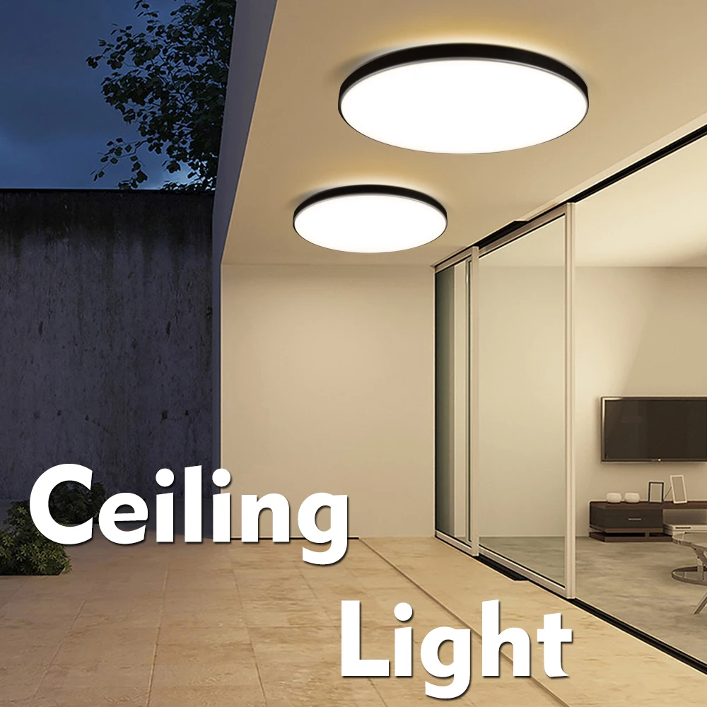 Deckenlampe für Esszimmer - Schwarz/Weiß/Goldene Deckenlampe - LED-Deckenlampe - IP65 Wasserdicht - Dreifarbig Wechselndes Licht - 40W/50W - Geeignet für Schlafzimmer, Wohnzimmer, Arbeitszimmer,