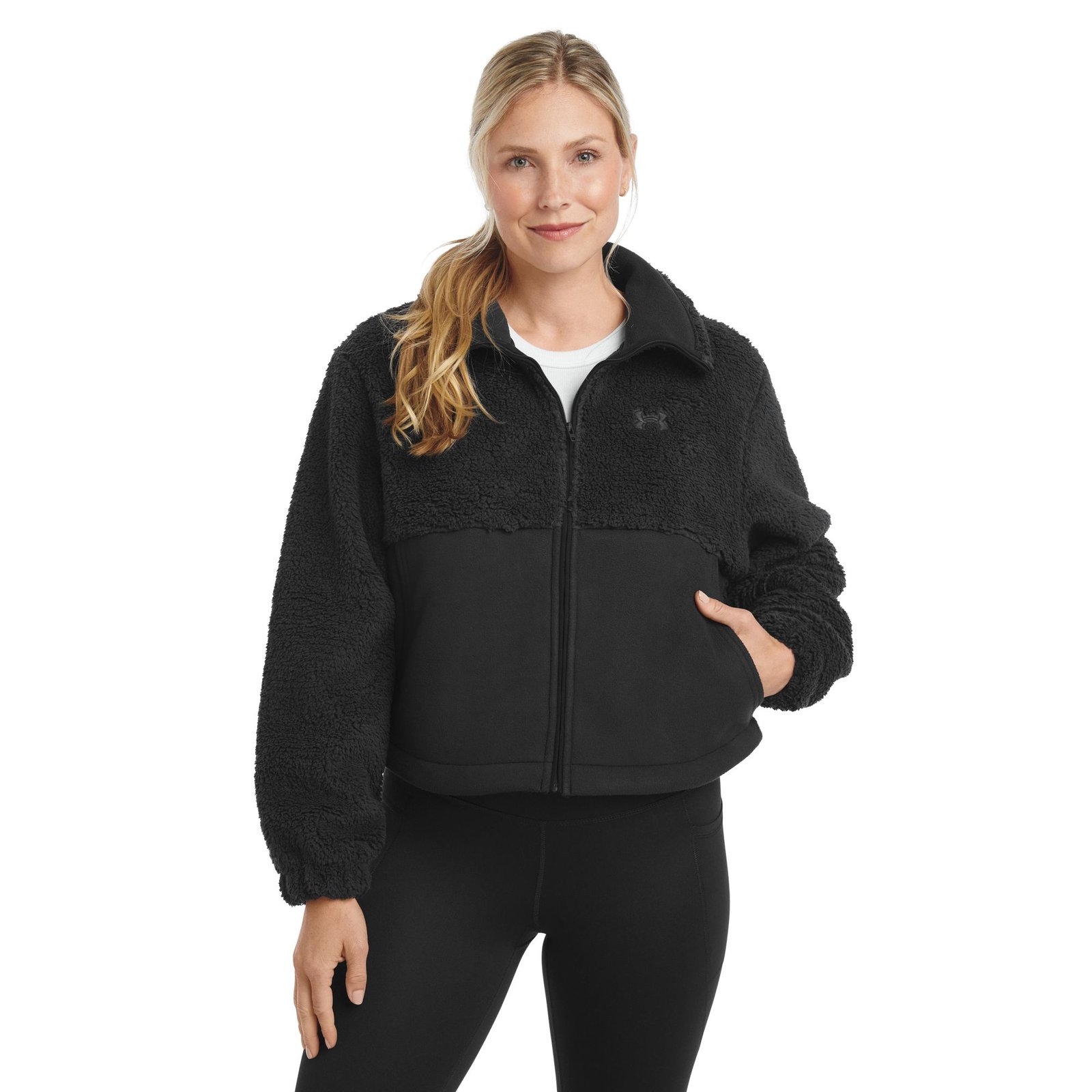 Under Armour Women's CGI Basecamp Fleece Athletic in Black/Anthracite, Size Small, Fleece/Polyester