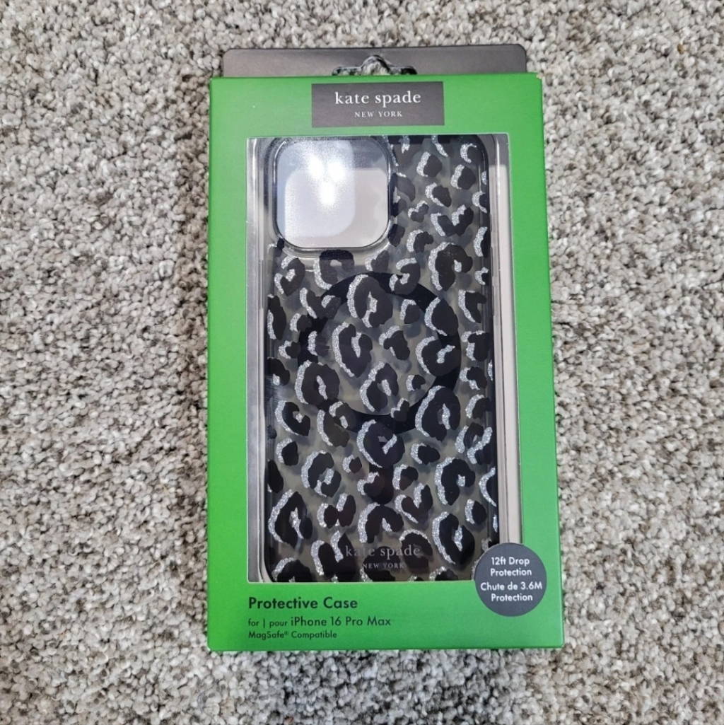 Kate Spade Cell Phones & Accessories | Kate Spade Iphone 16 Pro Max Leopard Animal Print Magsafe Cellphone Case | Color: Black/Gray | Size: Os